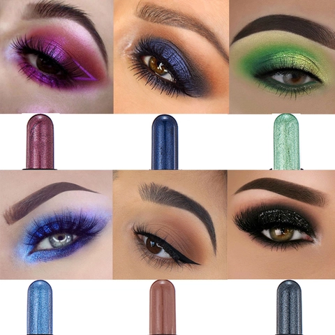 Dual-Ended Eyeshadow Stick Waterproof Long Lasting Shimmer Matte Cream Eye Shadow Pen With Blending Brush Smudger Tool