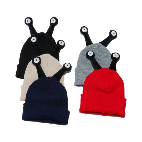 Lustige Strickmütze Acryl Alien Schnecke Antenne Augen Winter Warm Beanie Mütze Für Herren Damen Neuheit Street Style