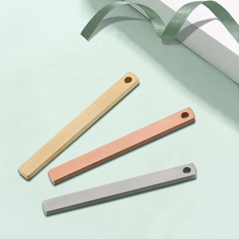 Stainless Steel Rectangle Pendant DIY Jewelry Accessory Mirror Polished Geometric Blank Bar Charm For Crafting