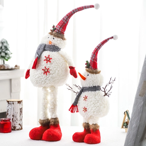 Bambola Di Peluche Pupazzo Di Neve Di Natale Statuina Decorativa Telescopica Altezza Regolabile Tessuto Sherpa Per Decorazioni