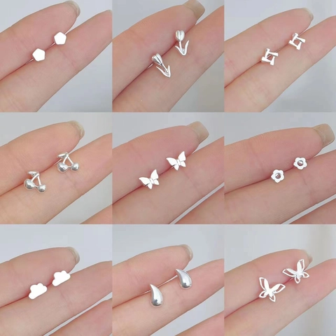Niche Design Stud Earrings With 925 Sterling Silver Earring Post Alloy Minimalist Style For Women Girls