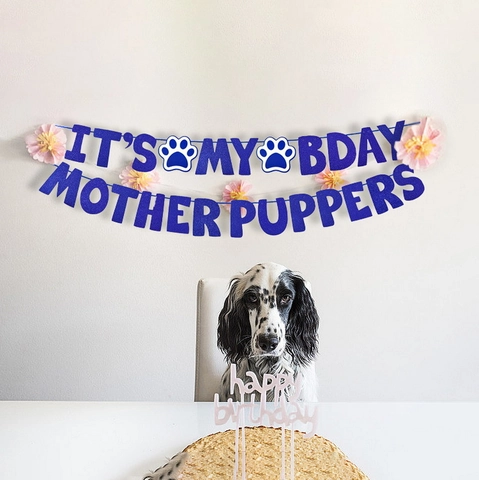 Pet Birthday Banner Its My Bday Mother Puppers Glitter Paper Garland Party Decoration Dog Cat Puppy Funny Hanging