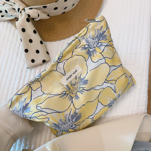Elegante Borsa Da Trucco In Jacquard Floreale Per Donna Organizzatore Da Viaggio In Tela Morbida Pochette Per Trucco Stile Pastorale Retro