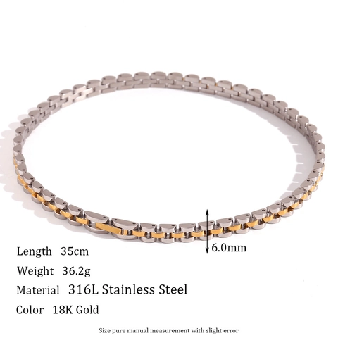 Collar Choker de Cadena de Correa de Reloj de Acero Inoxidable Moda Simple Chapado en Oro Joyas de Cuello para Mujer Accesorio de Moda