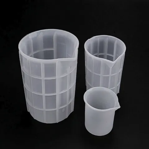 Silicone Measuring Cup Mold Scaled Pour Spout For DIY Resin Art And Baking Semi Transparent Ribbed Grip Heat Resistant