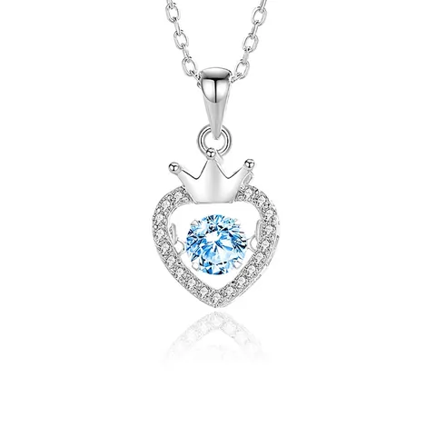Funkelnde Herz Krone Halskette 925 Sterling Silber Zirkonia Moissanit Eleganter Schmuck Geschenk Für Damen Und Mädchen