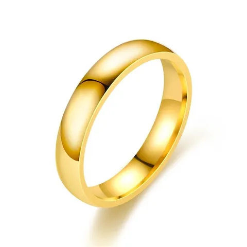 Classic Domed Arc Band Polished Stainless Steel Ring Minimalist Smooth Surface Unisex Jewelry Gift