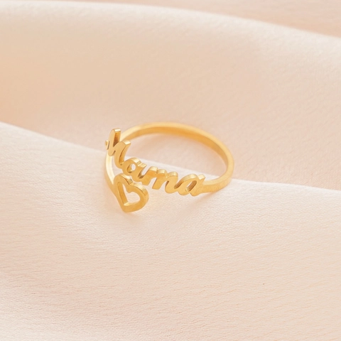 Mama Letter Heart Adjustable Open Ring Stainless Steel Mother's Day Jewelry Gift For Women