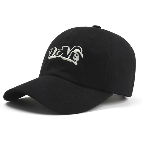 Casquette De Baseball En Coton Avec Broderie Lettre LOVE Visière Courbe Réglable Protection Solaire Streetwear