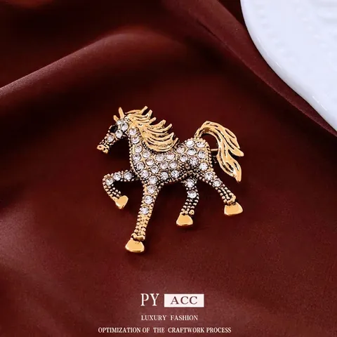 Spilla Cavallo Vintage Da Donna Lega Strass Forma Animale Scintillante Spilla Per Abito Accessorio Gioielli Lusso Regalo