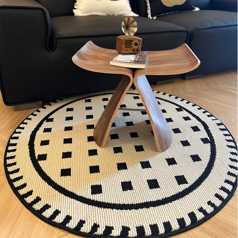 Modernes Rundes Teppich Polypropylen Rutschfeste Bodenmatte Für Schlafzimmer Wohnzimmer Minimalistisches Geometrisches Muster