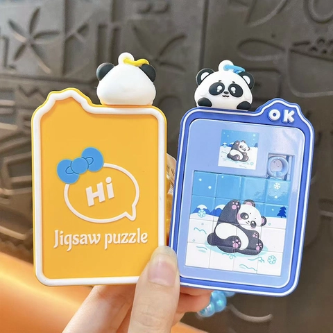 Creatieve Schattige Panda Schuifpuzzel Sleutelhanger Educatief Speelgoed Tasbedel Met Kleurrijke Kralenketting ABS Plastic Cadeau Voor Kinderen