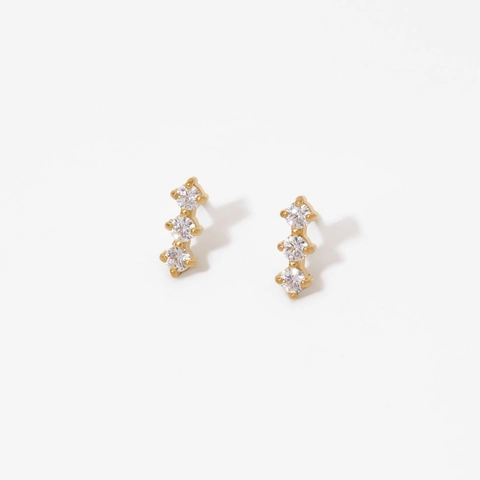 Roestvrijstalen Knopoorbellen Met Zirkonia Glinsterende Verticale Stenen Minimalistische Sieraden Voor Dames