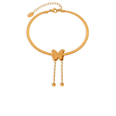 Schmetterling Anhänger Fußkette Titanstahl Vergoldet Schlangenkette Quaste Einfacher Eleganter Schmuck Geschenk Damen