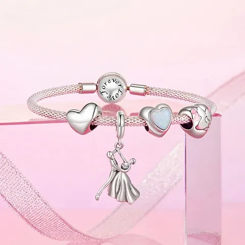 925 Sterling Silver Charms Beads Dancing Couple Heart Tree Of Life Handbag DIY Jewelry Accessories For Bracelets