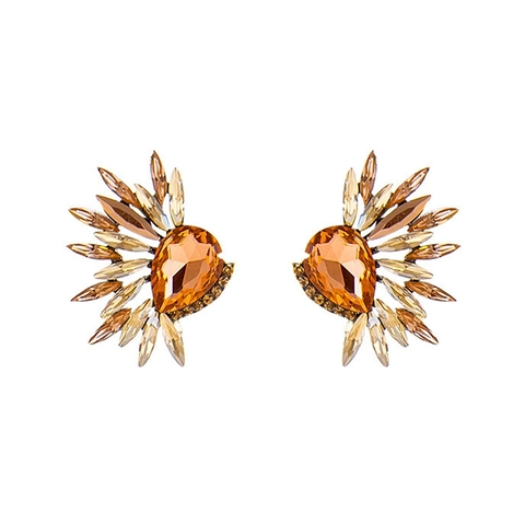 Orecchini Vintage In Lega Con Strass Lusso Goccia D'Acqua Marquise Cristallo Forma Ala Ventaglio Gioielli Per Donne
