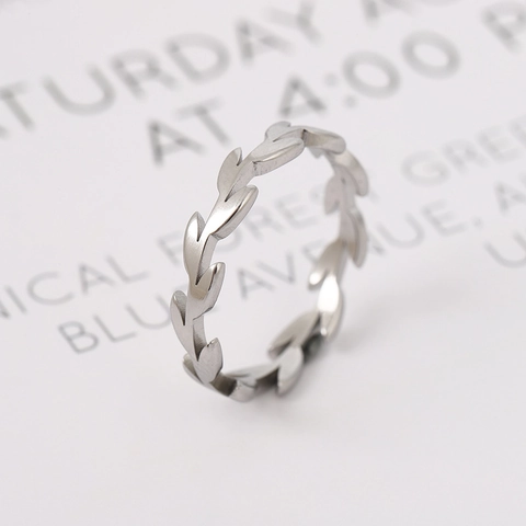 Minimalist Leaf Ring Stainless Steel Laurel Vine Olive Branch Elegant Fashion Finger Jewelry For Women Girls