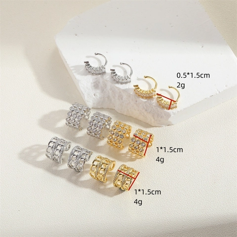 Luxe Koperen Zirconia Oorbellen Voor Dames Minimalistische Geometrische Goud Zilver Vergulde C-vormige Oorbellen Mode Sieraden
