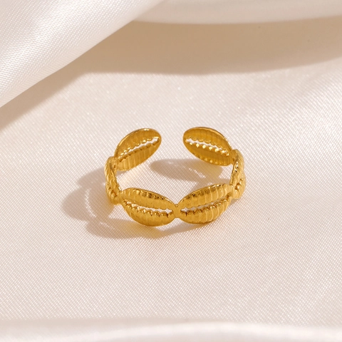 Anillo De Concha De Acero Inoxidable Abierto Ajustable Estilo Étnico Bohemio Hip Hop Vintage Joyería Para Mujer