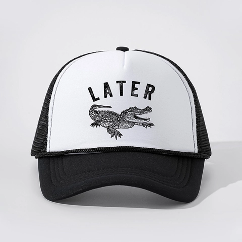 Cappello Trucker Divertente Alligator Later Stampa Rete Traspirante Baseball Vintage Regolabile Protezione Solare Outdoor