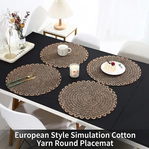 Tovagliette Rotonde Materiale Intrecciato Resistente Al Calore Antiscivolo Lavabile Per Tavolo Da Pranzo Decorazioni