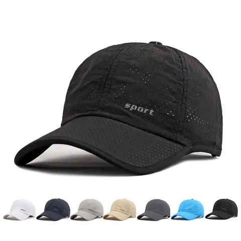 Perforated Mesh Baseball Cap Polyester Breathable Quick Dry Sun Protection Outdoor Sports Hat Adjustable For Men Women