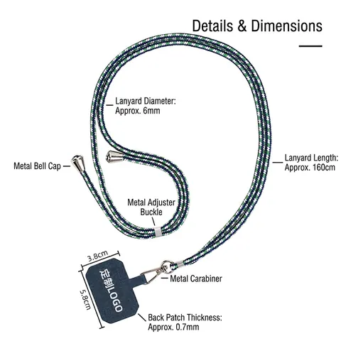 Adjustable Crossbody Phone Lanyard Polyester Braided Rope Neck Strap Metal Buckle Tether Tab Universal For Most Phones