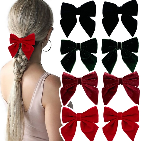 Pinza para el Cabello con Lazo de Terciopelo Elegante Vintage para Mujer Estilo Francés Retro Pinza de Pato de Color Sólido Hecha a Mano