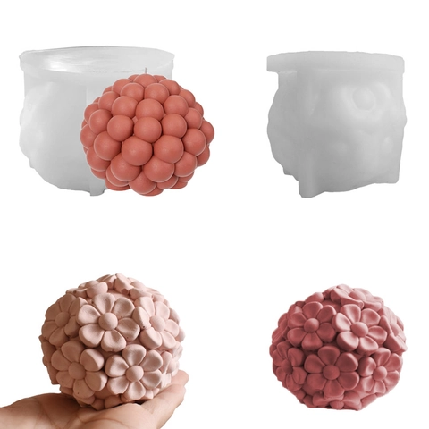 Flower Bubble Ball Silicone Candle Mold DIY Handmade Soap Plaster Resin Craft Making Tool Home Decor Gift