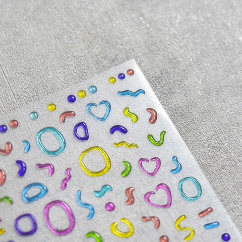 3D Jelly Nail Art Stickers Embossed Heart Tulip Geometric Shapes DIY Manicure Decoration Colorful Resin Decorative Decals