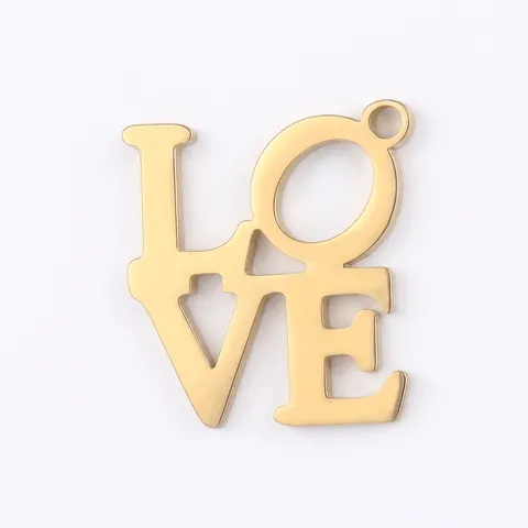 Colgante Letra De Amor Acero Inoxidable Accesorio Fabricación Joyas DIY Dije Metal Pulido Para Collar Pulsera
