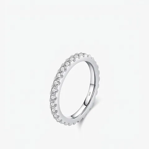 Moissanite Eternity Ring 925 Sterling Silver D Color Round Brilliant Cut Stackable Wedding Band Jewelry For Women