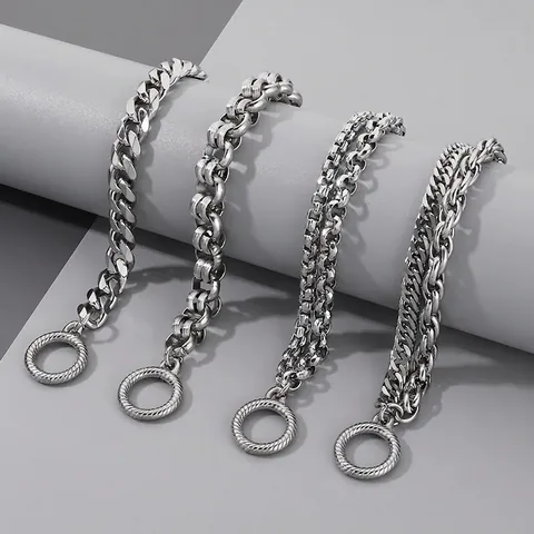 Bracciale A Catena Cubana In Acciaio Inossidabile Con Chiusura A T Bar Colore Argento Gioielli Miami Per Uomo Donna