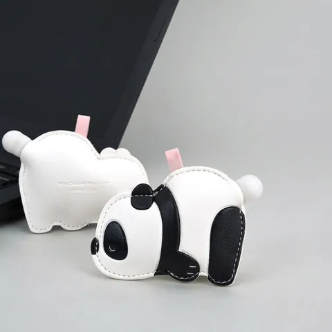 Cute Cartoon Animal Keychain Pendant PU Leather Stress Relief Bubble Blowing Bag Ornament Panda Capybara Whale Bee Decor