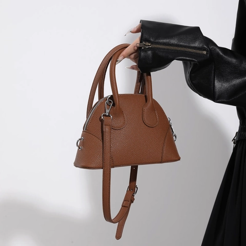 Mini Shell Crossbody Bag Litchi Pattern PU Leather Handbag With Adjustable Strap Chic Small Satchel For Women