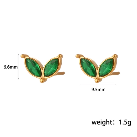 Mini Orecchini a Bottone in Zirconia Acciaio Inossidabile Donna Placcati Oro Foglia Fiore Corona Piccoli Micro Intarsiati Gioielli