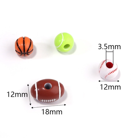 Perle In Acrilico Palloni Sportivi Per Creazione Gioielli DIY Basket Calcio Baseball Tennis Modelli Per Artigianato
