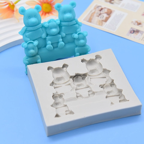 Siliconen Berenvorm 3D Cartoon Berenfamilie Bakgereedschap Voor Fondant Chocolade Taartdecoratie Zeep Knutselen