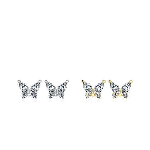 Butterfly Stud Earrings With Cubic Zirconia Elegant Marquise Cut Dainty 925 Sterling Silver For Women