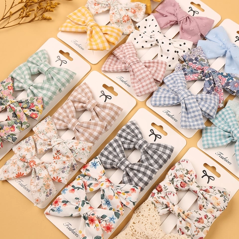 Peuter Baby Meisjes Boog Haarclips Stof Kant Fluweel Bloemen Plaid Stippen Haarpunten Zoete Prinses Hoofddeksel Accessoire