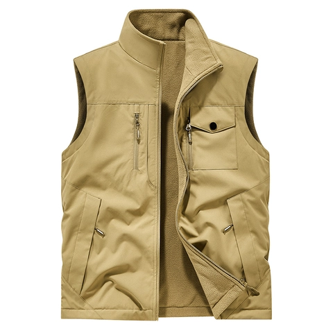 Damen Wende Outdoor Weste Mit Fleecefutter Mehrere Taschen Stehkragen Warm Winddicht Lässige Weste