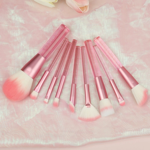 Make-up Pinsel Set Professionelle Synthetikfaser Borsten Aluminiumrohr Gerippter Transparenter Griff Weiche Beauty Tools