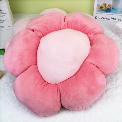 Almohada De Felpa De Girasol Lindo Rostro Dibujos Animados Forma Flor Cojín De Asiento Felpa Suave Algodón Para Niñas