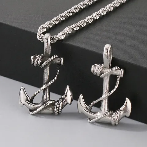 Collana Da Uomo Con Ciondolo A Ancora In Acciaio Inossidabile Stile Nautico Gioielli Di Moda