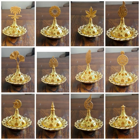 Bruciatore Incenso Arabo Oro Lusso In Lega Zinco Bakhoor Bruciatore Portacandele Metallo Decorazione Medio Oriente