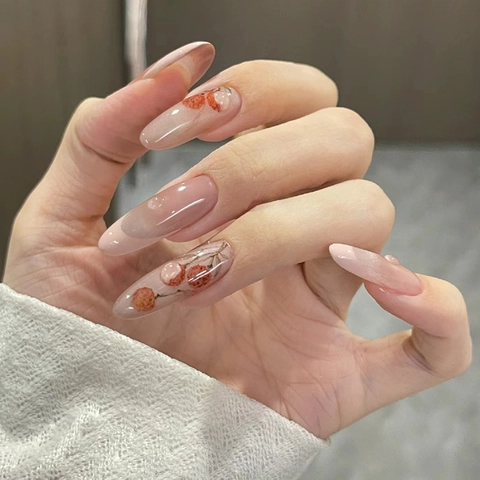 Unghie Finte Lunghe Mandorla Occhio Di Gatto Francese Sfumatura Rosa 3D Lychee Lusso Manicure Artificiale Per Donne