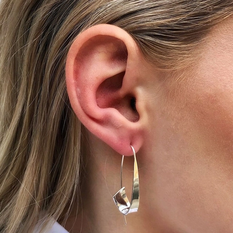 Polished Alloy Spiral Hook Earrings Minimalist Geometric U-Shaped Dangle Ear Rings Gypsy Punk Style For Women
