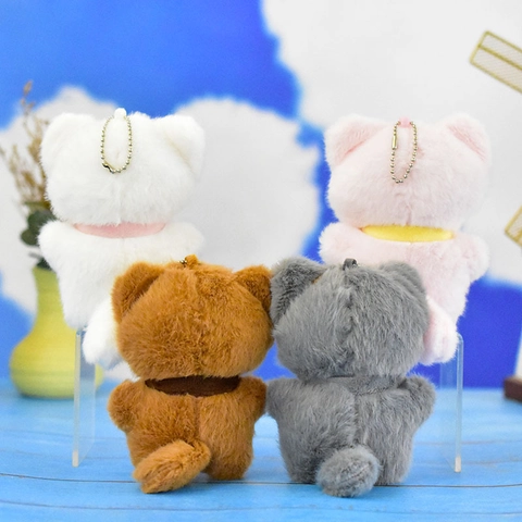 Cute Cartoon Cat Plush Keychain Soft Stuffed Kitty Doll Bag Charm Mini Animal Plushie Toy For Women Kids Gift 12cm