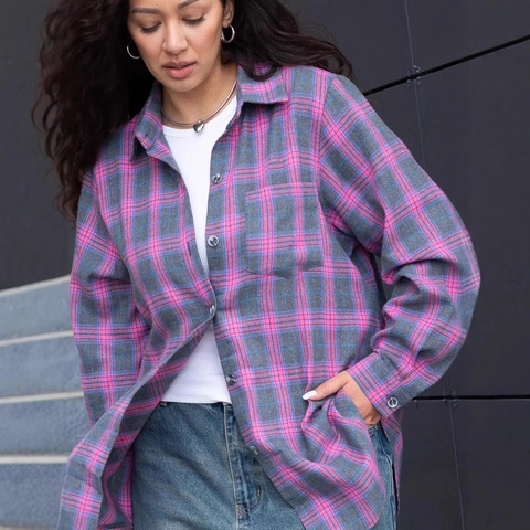 Vintage Kariertes Hemd Damen Lockerer Schnitt Langarm Bluse Mit Knöpfen Baumwolle Polyester Retro Lässiges Oberteil
