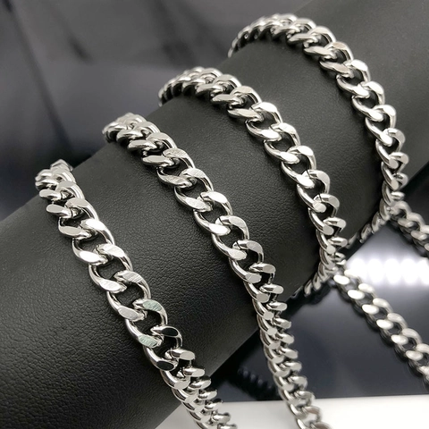 Stainless Steel Cuban Link Curb Chain For DIY Jewelry Making Necklaces Bracelets Bag Accessories Non Fading Minimalist